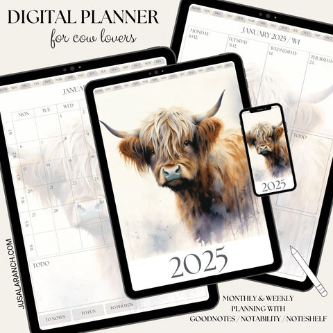 Digital Planner 2025, Cow