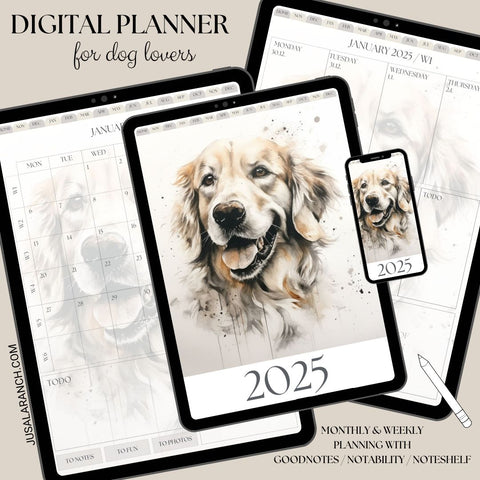 Digital Planner 2025, Dog, Golden Retriever