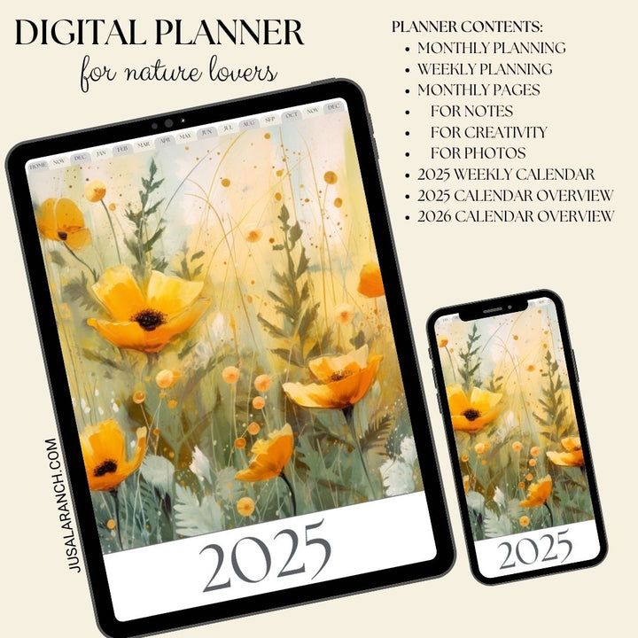 Digital Planner 2025, Flowers