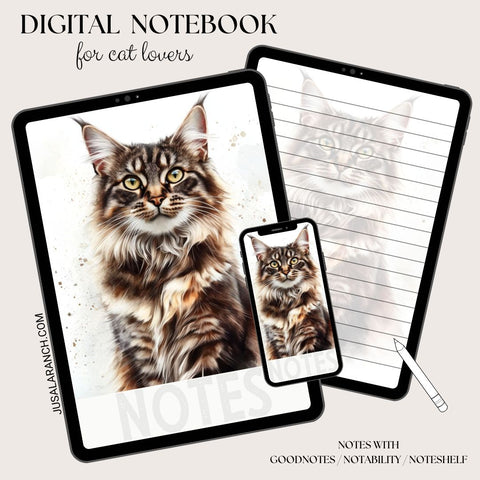 Digital Notebook, Cat Maine Coon