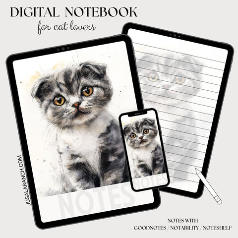 Digital Notebook, Cat Scottish Fold